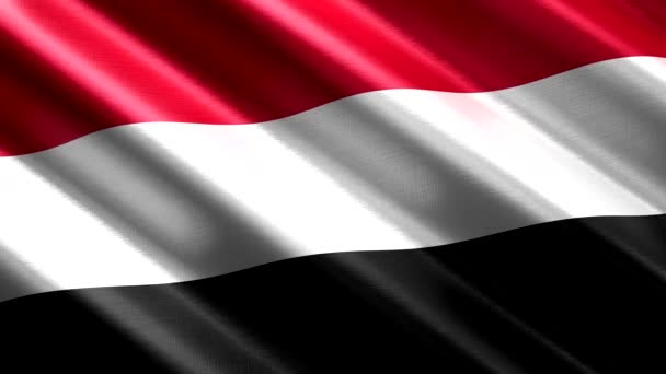 Jemen Wehende Textilfahne Nahtlose Schleifenanimation 3840 2160 — Stockvideo