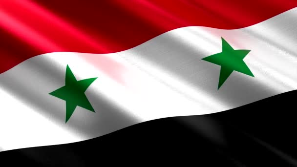 Syrië Golvende Textielvlag Naadloze Lus Animatie 3840 2160 — Stockvideo