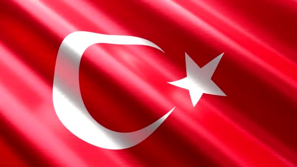 Turchia Sventola Bandiera Tessile Animazione Loop Senza Soluzione Continuità 3840 — Video Stock
