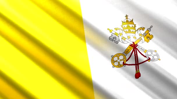 Ватикан Сіті Махаючий Текстильний Прапор Безшовна Петля Анімації 3840 2160 — стокове відео