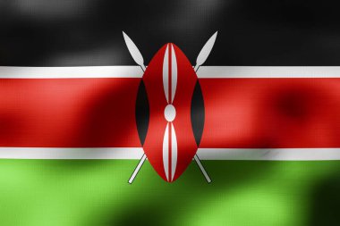 Kenya - tekstil bayrağı - 3d illüstrasyon