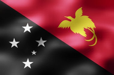 Papua Yeni Gine - tekstil bayrağı - 3d illüstrasyon