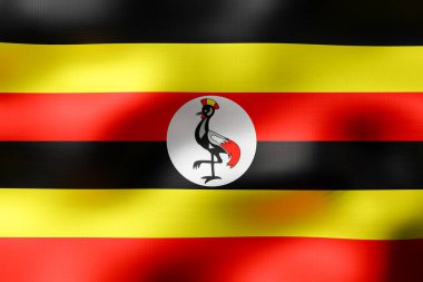 Uganda - tekstil bayrağı - 3d illüstrasyon
