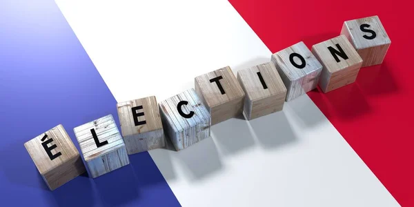 France - elections concept - wooden blocks and country flag - 3D illustration