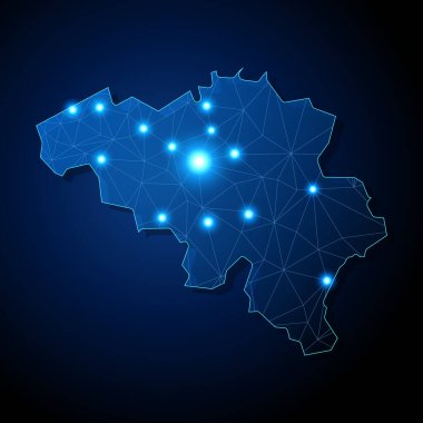 Belçika - Büyük şehirleri birbirine bağlayan hatlara sahip ülke şekli