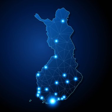 Finlandiya - büyük şehirleri birbirine bağlayan hatlara sahip ülke şekli