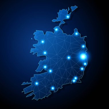 İrlanda - büyük şehirleri birbirine bağlayan hatlara sahip ülke şekli