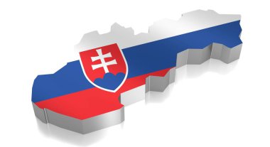 Slovakya - ülke sınırları ve bayrak - 3D illüstrasyon