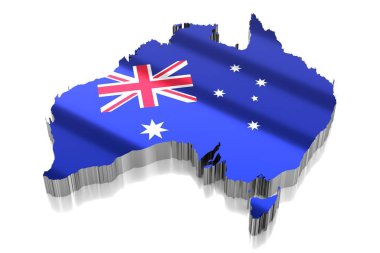 Avustralya - ülke sınırları - 3D illüstrasyon