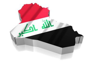 Irak - ülke sınırları ve bayrak - 3D illüstrasyon