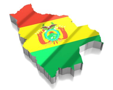 Bolivya - ülke sınırları ve bayrak - 3D illüstrasyon