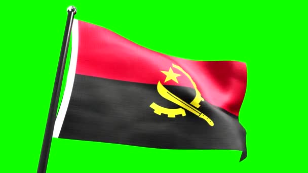 Angola Bandiera Isolata Sfondo Verde Animazione 3840 2160 — Video Stock