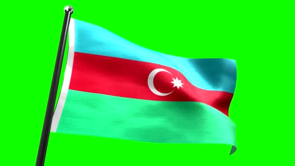 Azerbeidzjan Vlag Geïsoleerd Groene Achtergrond Animatie 3840 2160 — Stockvideo