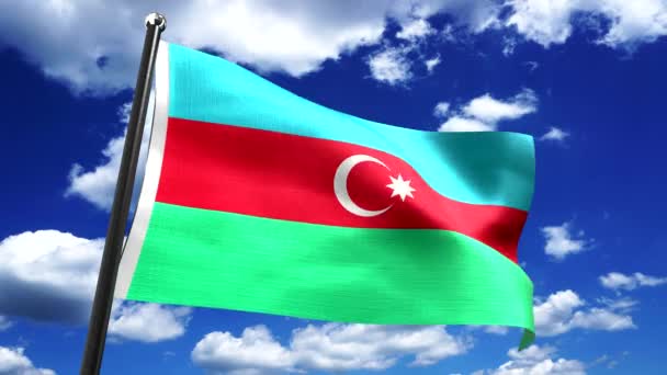 阿塞拜疆 国旗和背景天空 4K动画 3840X2160 — 图库视频影像