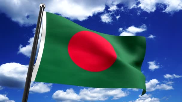 孟加拉国 背景中的国旗和天空 4K动画 3840X2160 — 图库视频影像