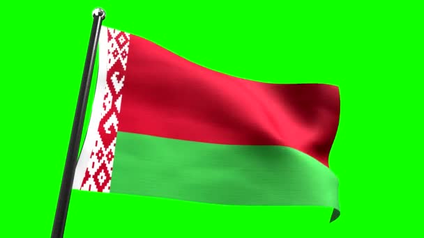 白俄罗斯 绿色背景隔离国旗 4K动画 3840X2160Px — 图库视频影像