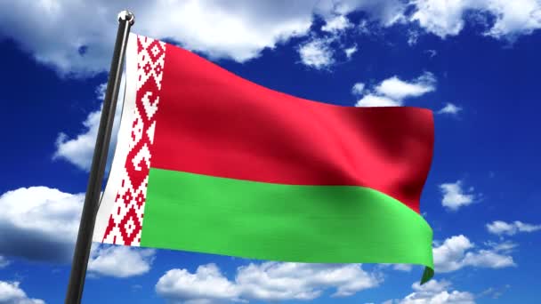 白俄罗斯 国旗和背景天空 4K动画 3840X2160 — 图库视频影像