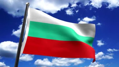 Bulgaristan - arkaplanda bayrak ve gökyüzü - 3D 4k animasyon (3840 x 2160 px)