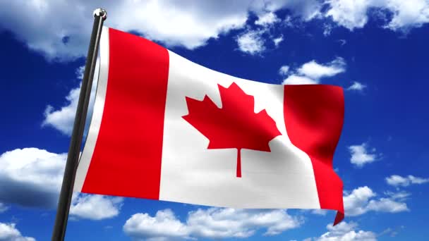 Canada Bandiera Cielo Sullo Sfondo Animazione 3840 2160 — Video Stock