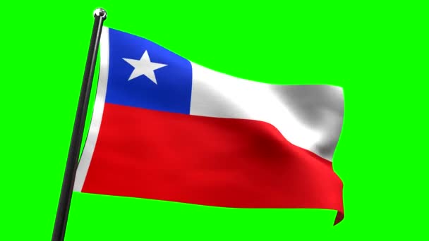 Chile Flagga Isolerad Grön Bakgrund Animation 3840 2160 — Stockvideo