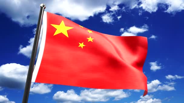 China Bandeira Céu Fundo Animação 3840 2160 — Vídeo de Stock
