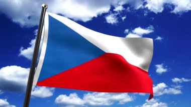Çek Cumhuriyeti - arkada bayrak ve gökyüzü - 3D 4k animasyon (3840 x 2160 px)