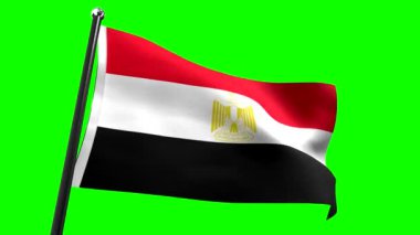 Mısır - yeşil arkaplanda izole edilmiş bayrak - 3D 4k animasyon (3840 x 2160 px)