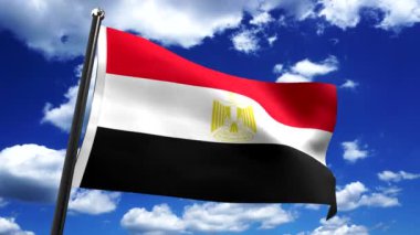 Mısır - arkaplanda bayrak ve gökyüzü - 3D 4k animasyon (3840 x 2160 px)
