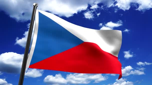 République Tchèque Drapeau Ciel Arrière Plan Animation 3840 2160 — Video
