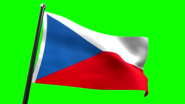 Τσεχική Δημοκρατία Σημαία Απομονωμένη Πράσινο Φόντο Animation 3840 2160 — Αρχείο Βίντεο