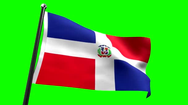 Dominikai Köztársaság Zászló Elszigetelt Zöld Háttér Animáció 3840 2160 — Stock videók