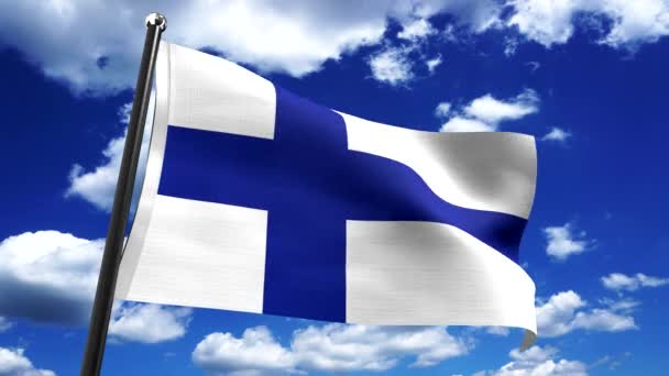 Finlandia Bandera Cielo Segundo Plano Animación 3840 2160 — Vídeo de stock