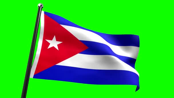 Κούβα Σημαία Απομονωμένη Πράσινο Φόντο Animation 3840 2160 — Αρχείο Βίντεο