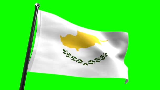 Κύπρος Σημαία Απομονωμένη Πράσινο Φόντο Animation 3840 2160 — Αρχείο Βίντεο