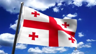 Gürcistan - arkaplanda bayrak ve gökyüzü - 3D 4k animasyon (3840 x 2160 px)