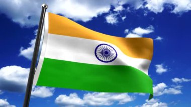 Hindistan - arkaplanda bayrak ve gökyüzü - 3D 4k animasyon (3840 x 2160 px)