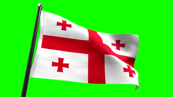 Georgië Vlag Geïsoleerd Groene Achtergrond Animatie 3840 2160 — Stockvideo