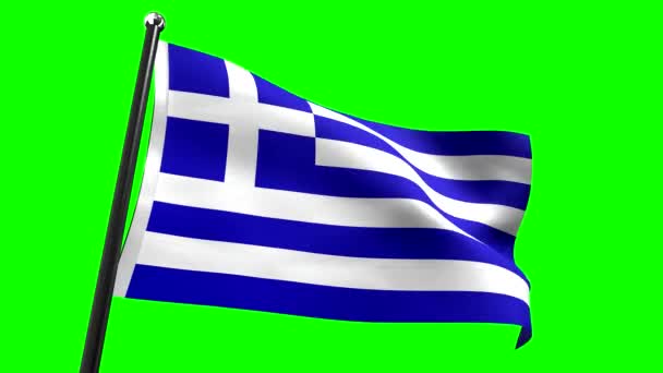 Griekenland Vlag Geïsoleerd Groene Achtergrond Animatie 3840 2160 — Stockvideo