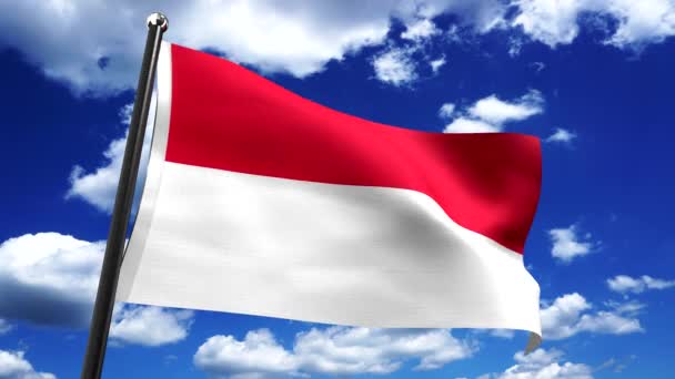 Indonezja Flaga Niebo Tle Animacja 3840 2160 — Wideo stockowe