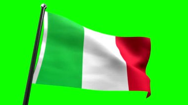 İtalya - yeşil zemin üzerinde izole edilmiş bayrak - 3D 4k animasyon (3840 x 2160 px)