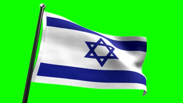 Izrael Flaga Izolowana Zielonym Tle Animacja 3840 2160 — Wideo stockowe