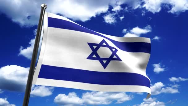 Izrael Flaga Niebo Tle Animacja 3840 2160 — Wideo stockowe