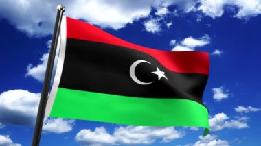 Libya - arkaplanda bayrak ve gökyüzü - 3D 4k animasyon (3840 x 2160 px)