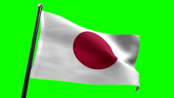 Japan Flagga Isolerad Grön Bakgrund Animation 3840 2160 — Stockvideo