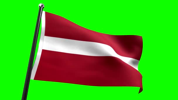 Letonia Bandera Aislada Sobre Fondo Verde Animación 3840 2160 — Vídeos de Stock