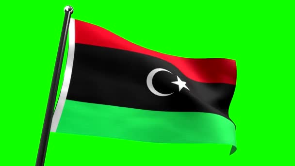 Libya Flag Isolated Green Background Animation 3840 2160 — Stock Video