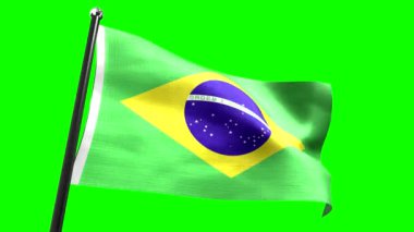 Brezilya - yeşil arkaplanda izole edilmiş bayrak - 3D 4k animasyon (3840 x 2160 px)