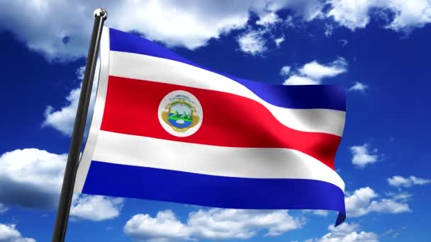 Kostaryka Flaga Niebo Tle Animacja 3840 2160 — Wideo stockowe