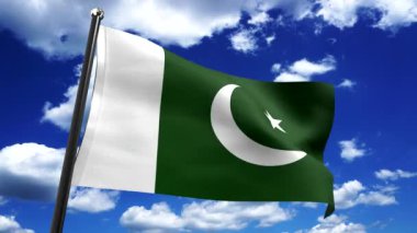 Pakistan - arkaplanda bayrak ve gökyüzü - 3D 4k animasyon (3840 x 2160 px)