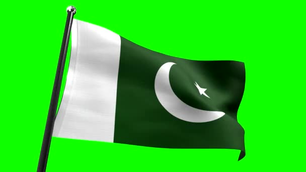 Pakistan Vlag Geïsoleerd Groene Achtergrond Animatie 3840 2160 — Stockvideo